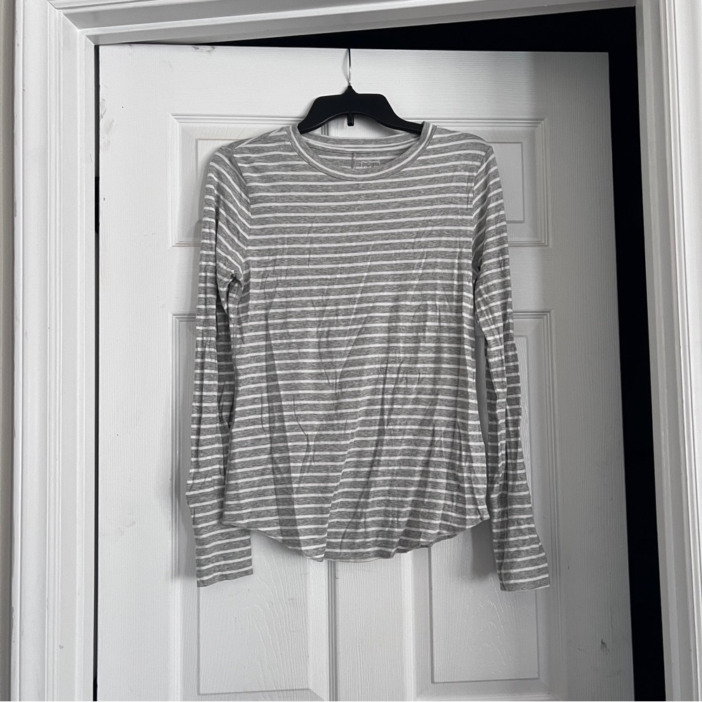 Gray Striped Long Sleeve Top